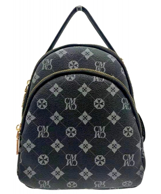 Monogrammed Convertible Backpack Satchel CM2751 BLACK